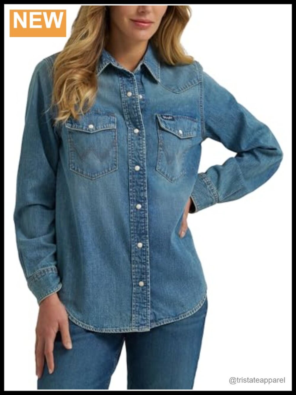 Long Sleeve Western Snap Shirt Cotton Regular Fit Cowgirl Top